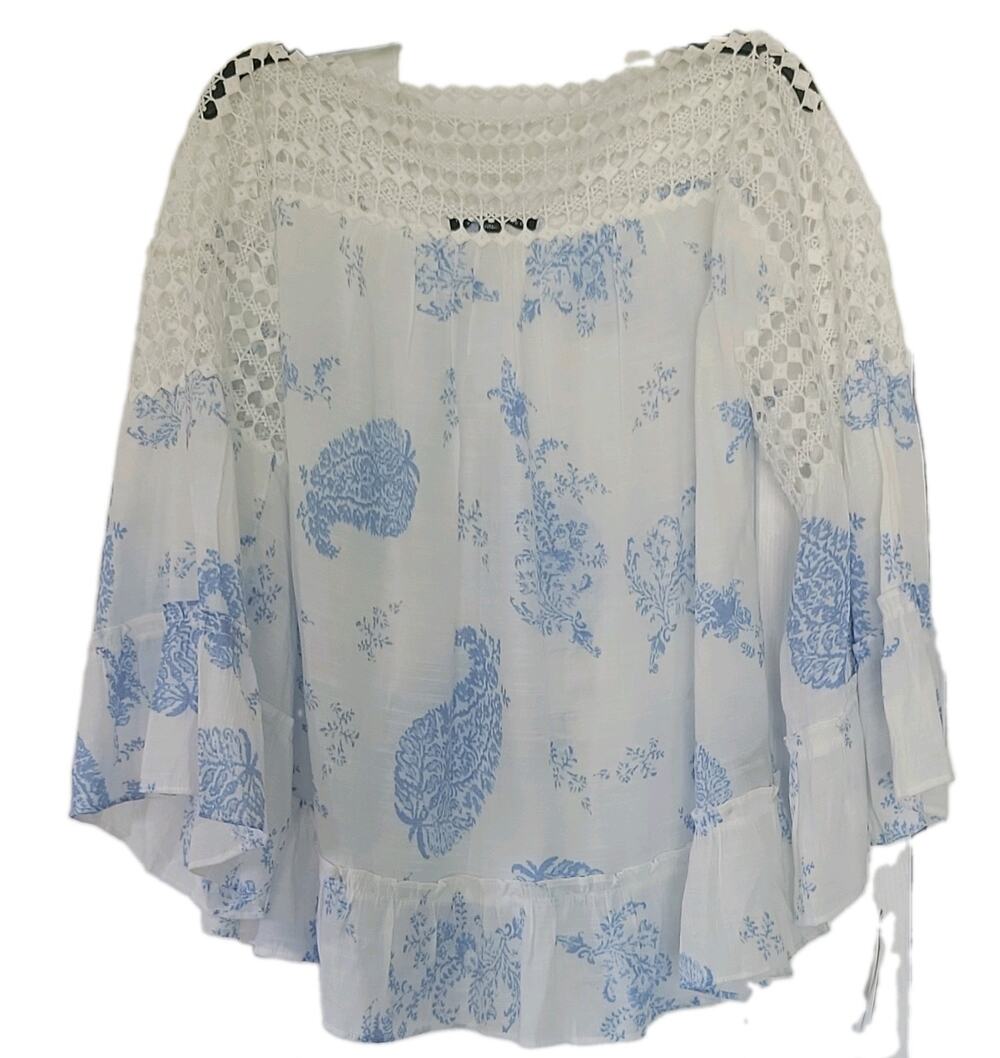 Beach Vacation Floral Dressy Blouse Loose Fit Women's Size XL NWT